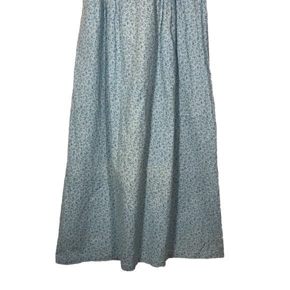 Blue Floral Dress Microprint Maxi Cotton Vintage Handmade Cottagecore Western M - Picture 11 of 13